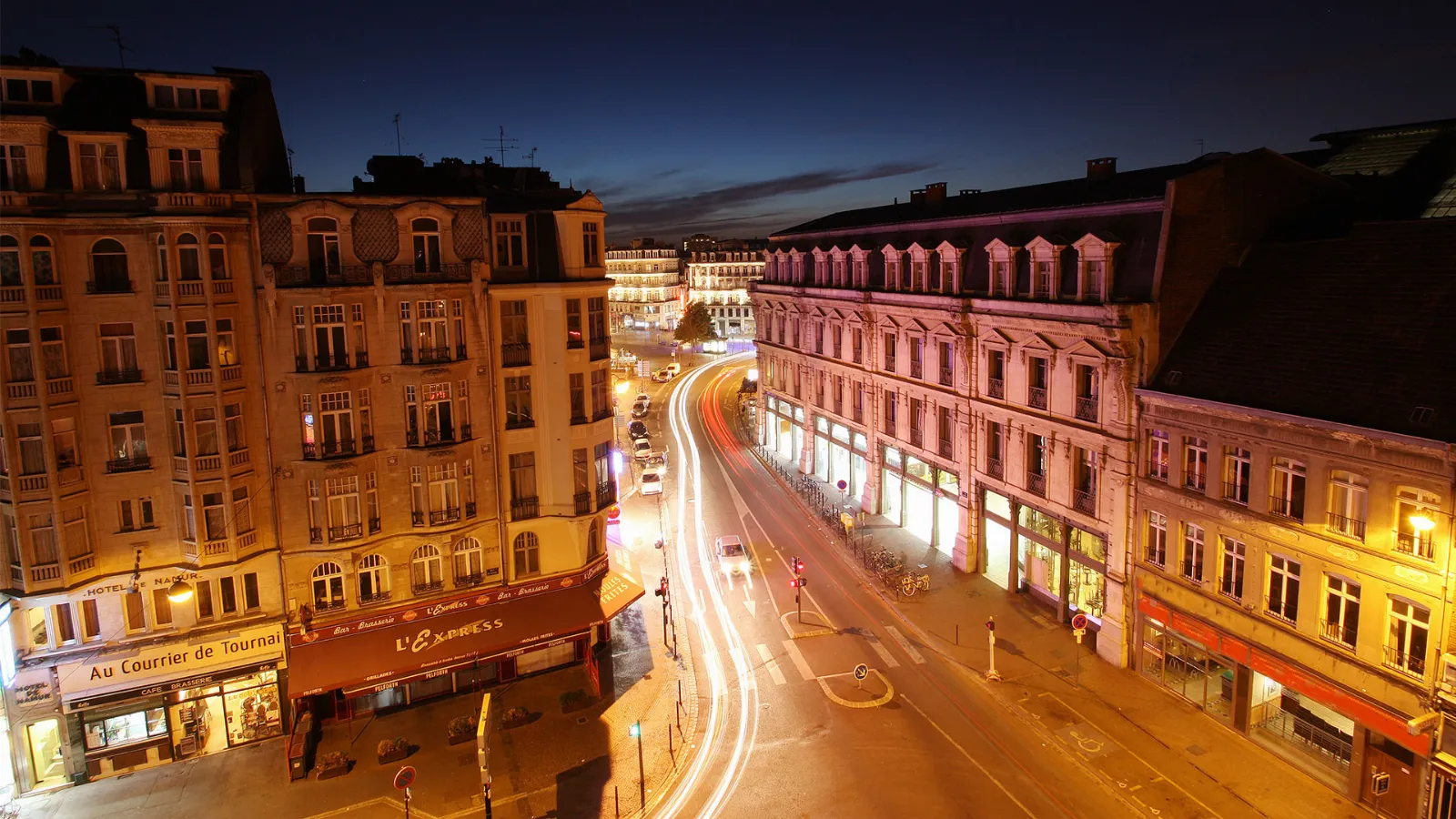 Quartier de la gare Lille-Flandres de nuit