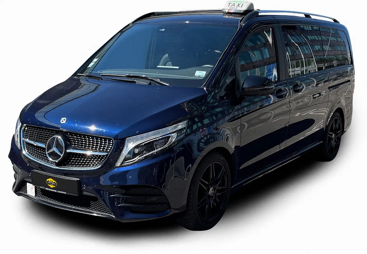 Taxi Mercedes Classe V bleu d’Art Taxi Lille